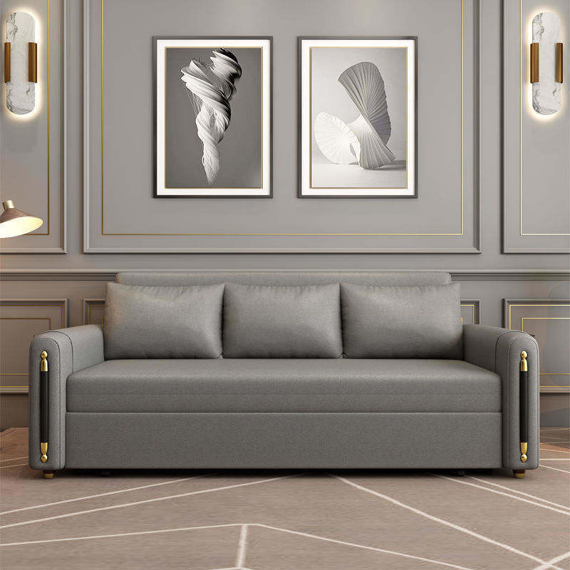 Solid Wood Modern Sleeper Sofa with Storage Pocket