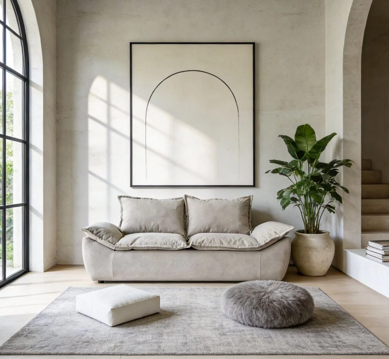 Factory Directly Popular Sofa Set Furniture Living Room Sofa Modern Luxury Fabric Soft Velvet White Design Couch Cloud Elegant Fabric Coach for Home