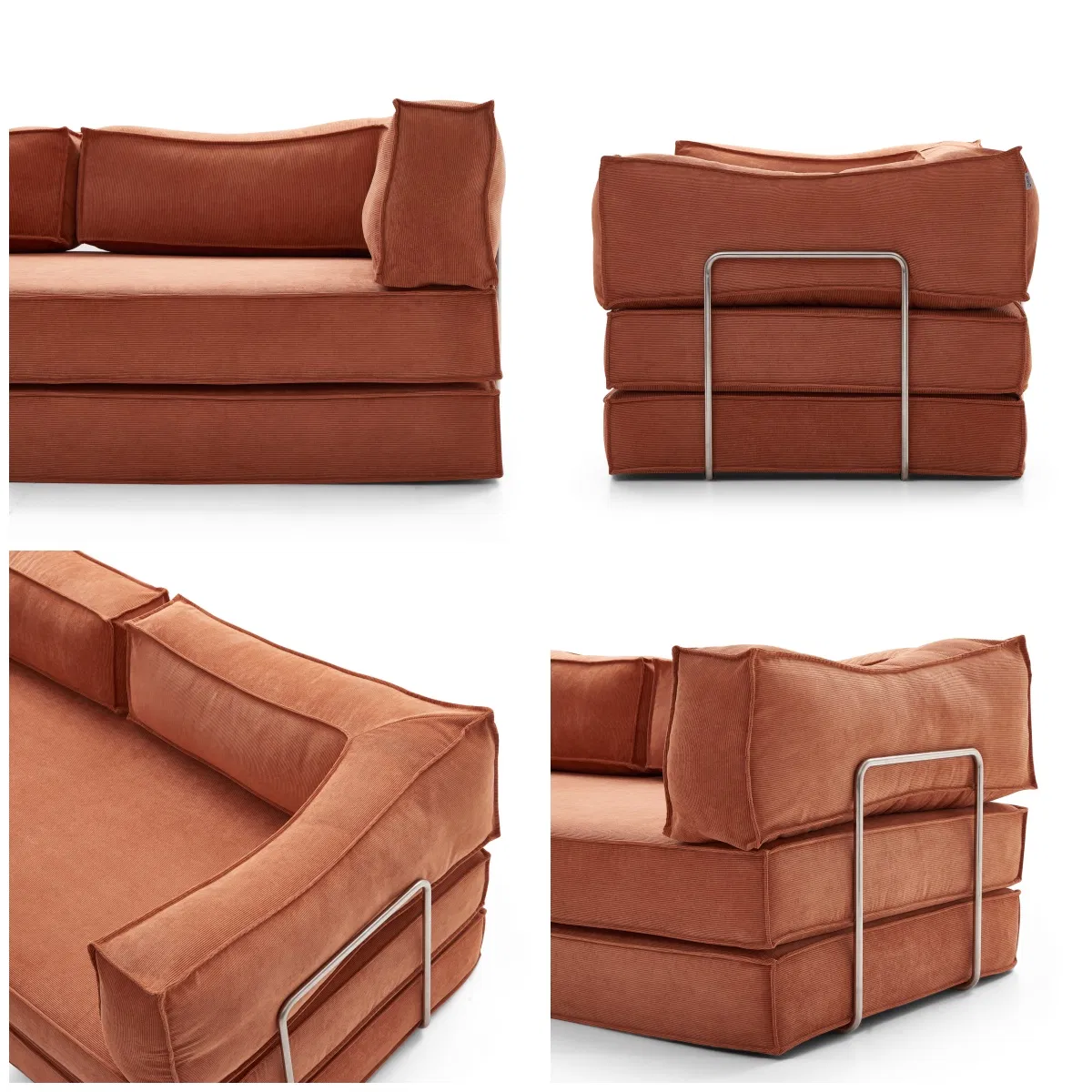 Modern Reclining Lazy Sofa Full Sponge Vacuum Roll Compressed Puff Tufted Sofa for Small Apartment