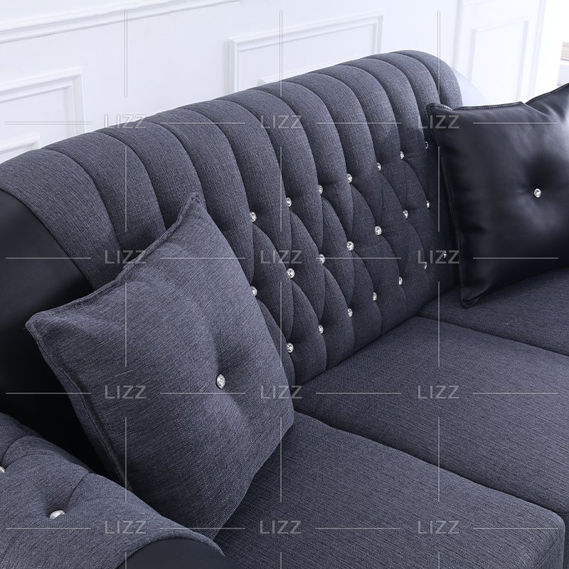 China Factory Leisure Chesterfield Living Room Tufted Leather Sofa Set for Villa