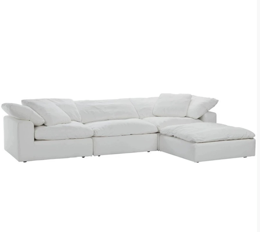 High-Density Sponge Sofa with Vacuum Packaging, Cream Velvet Upholstery, Antique Design, Small Space Friendly