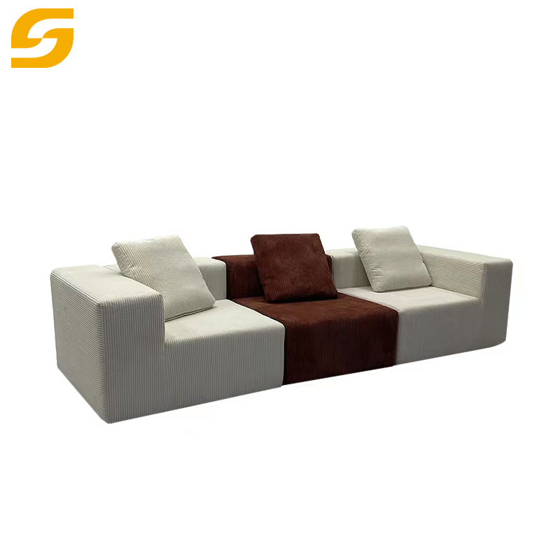 Modern Design High Density Foam Corduroy Fabric Living Room Home Furniture L Shape Modular Compression Sofa