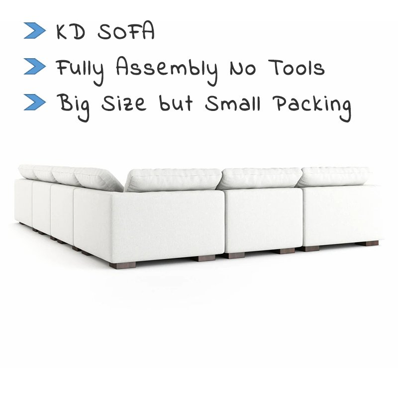 Wholesale Hotel Modern U Shaped Sectional Lobby Furniture Set Villa Home Living Room Cloud Couch Lounge Suite Corner White Leather Fabric Sleeper Sofa Cum Bed