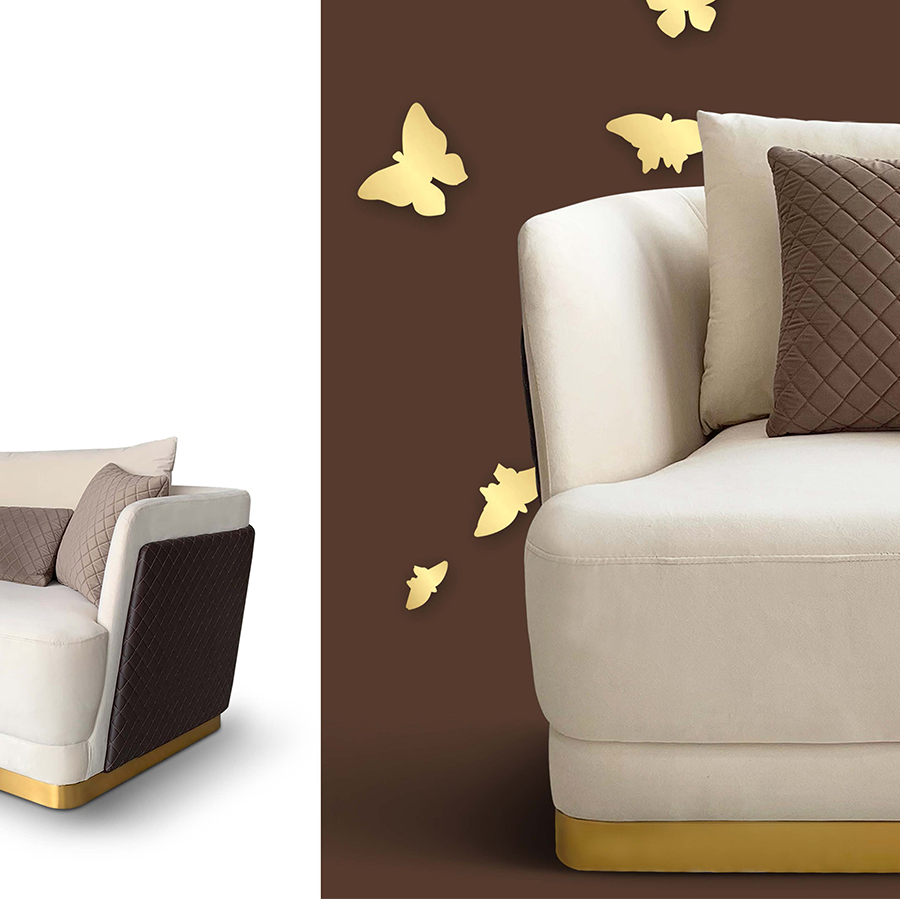 Zhida High Quality Home Furniture Velvet Fabric Seat Leather Frame Sofa Set Furniture Design Modern Luxury Villa Living Room 1 2 3 Seater Sofa for Home