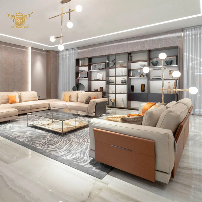 Living Room Sectional Leather Luxury Style Corner Lounge Sofa