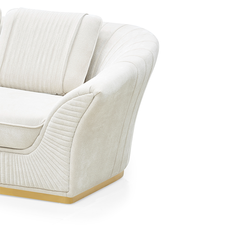 Modern Cream Simple Design Office Sofa Set Modern Beige Velvet Fabric Sofa