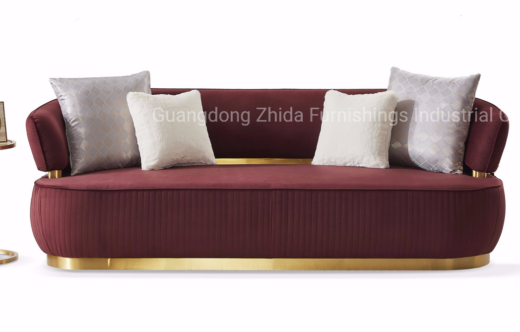 Zhida Luxury Furniture Living Room Furniture Velvet Sofa Set Couch