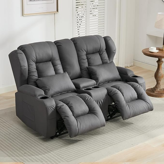 Soft Leatherette Power Storage Reclining Sofa