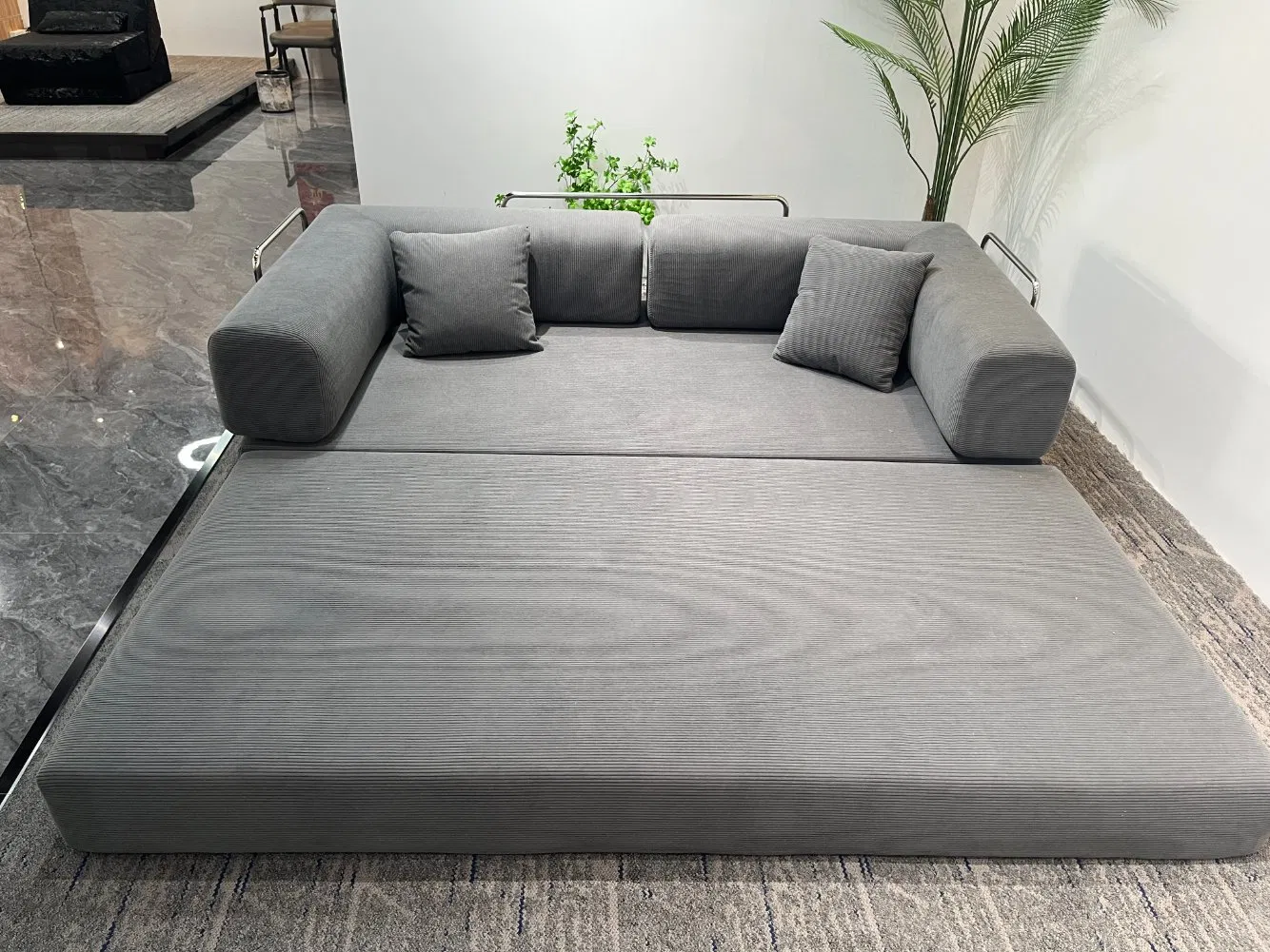 Modern Reclining Lazy Sofa Full Sponge Vacuum Roll Compressed Puff Tufted Sofa for Small Apartment