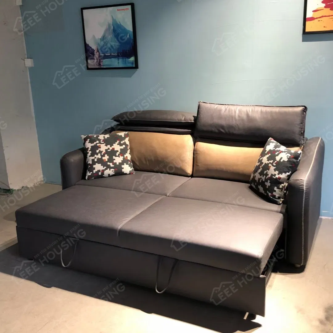 China Factory Supply 2/3 Seater Tech Fabric Sleeper Sofa with Pull-out Foldable Design Sofa Bed for Living Room Bedroom Furniture
