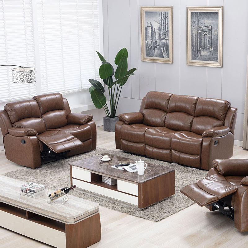 Luxury Recliner Sofa with Electric in Genuine Leather, Fabric, PU, Bond