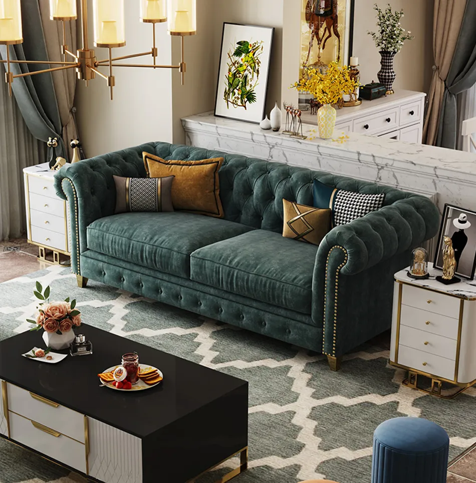 Modern Leather Chesterfield Sofa View 4