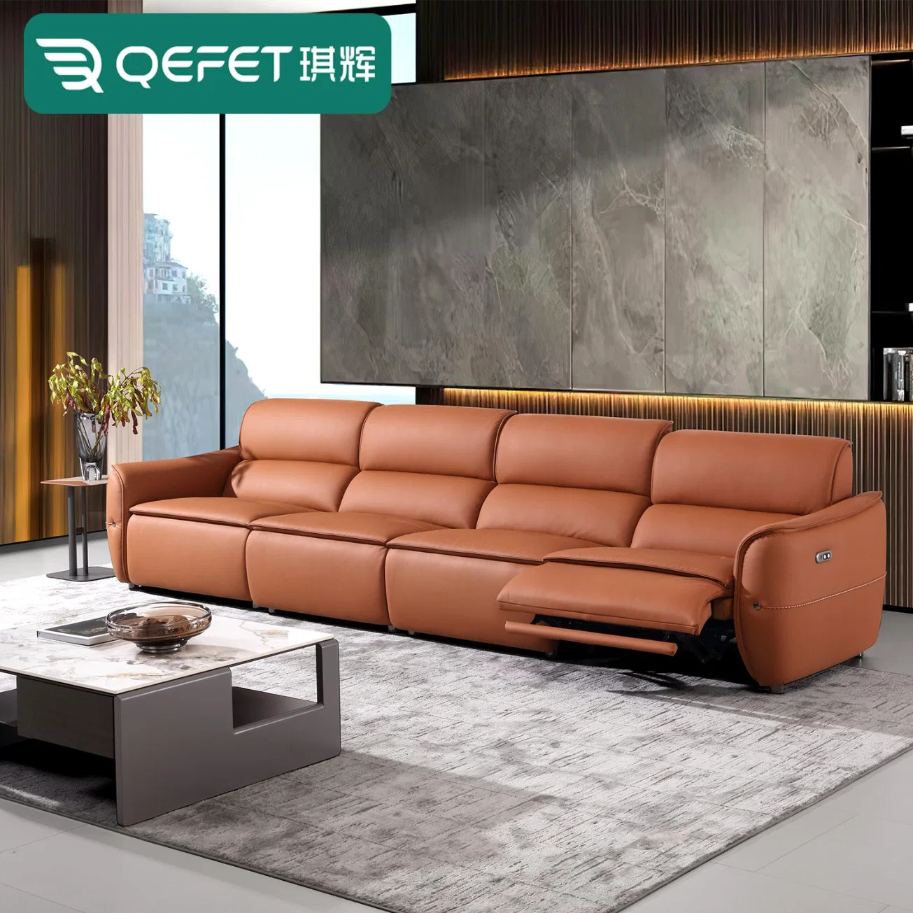 Modern Living Room Modular Functional Sofa Genuine Leather Electric Recliner Sofa
