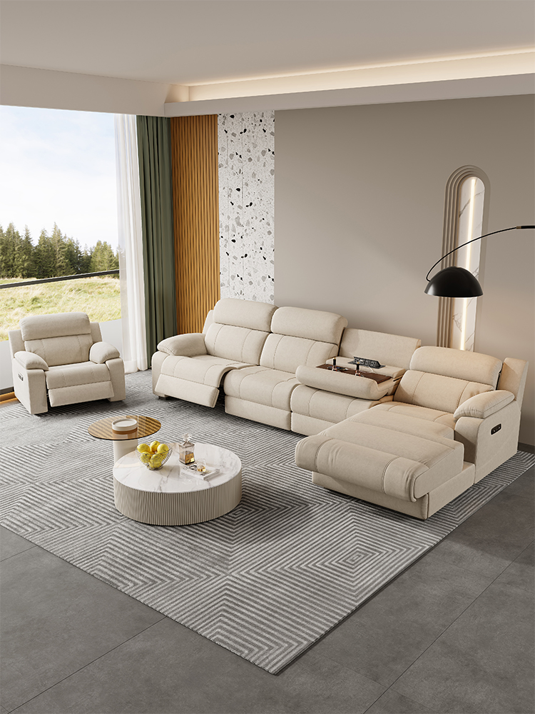 Modern Luxury Fabric L-Shaped Power Recliner Sofa Electric Reclining Sectional Sofa Set Living Room Furniture