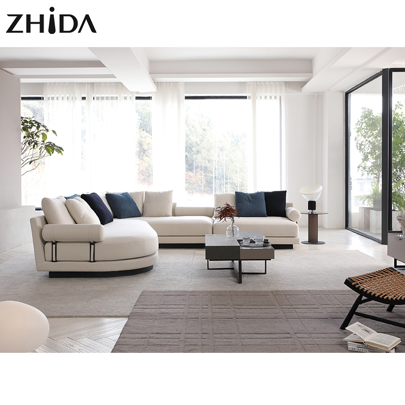 Zhida Modern L Sahpe Sofas Living Room Furniture Fabric Sectional Sofa