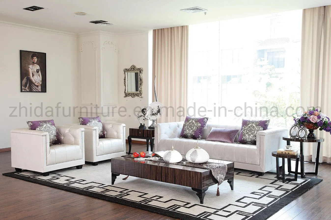 Modern Classic Velvet Fabric Chesterfield Sofa