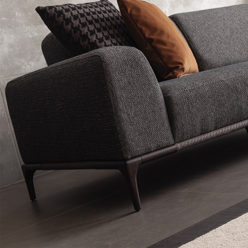 Italian Modern Living Room Furniture High End Leisure Modular Grey Linen Fabric Sofa Set Chair with Steel Frame for Home
