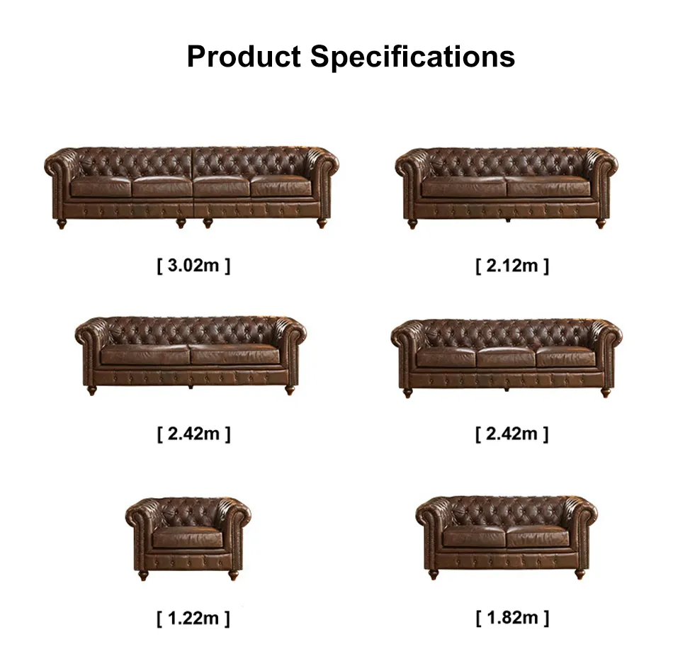 Modern Leather Chesterfield Sofa View 5