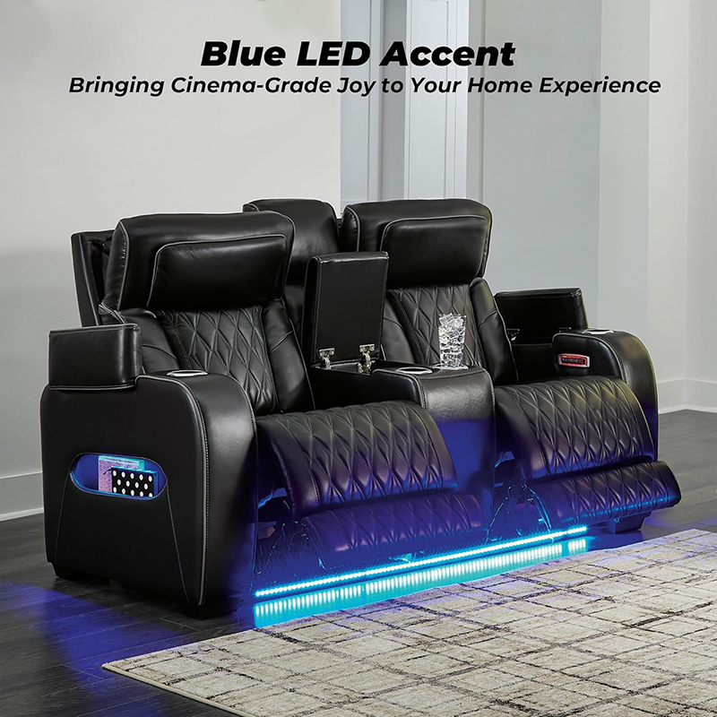 Contemporary Leather Match Power Reclining Sofa