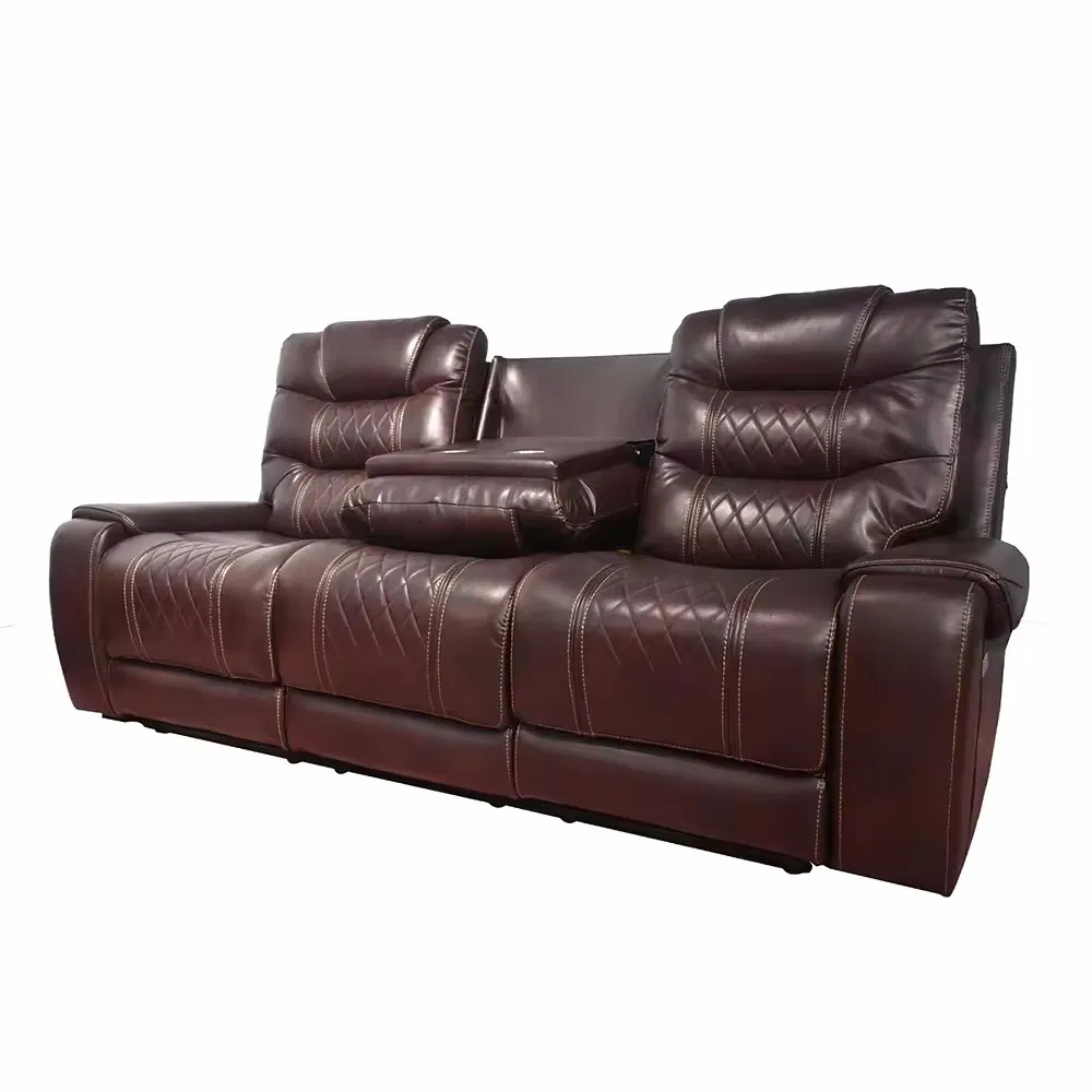 Huayang Leather Sofa Furniture Electric Reclining Sofa Set for Living Room