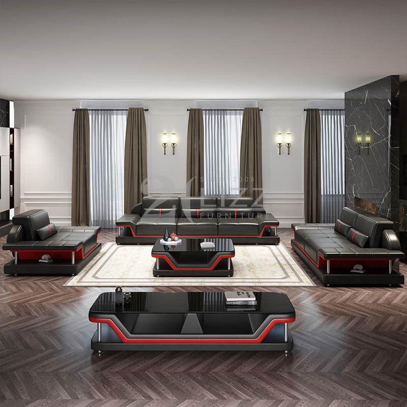 New Modern European Genuine Leather Leisure Living Room Sofa Set