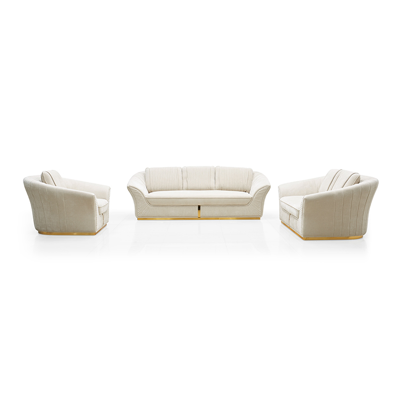 Modern Cream Simple Design Office Sofa Set Modern Beige Velvet Fabric Sofa