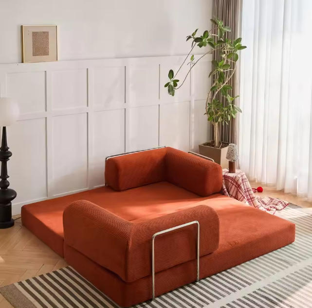 Convertible Sofa Bed Folding Sleeper Sofa with Fixed-Shape Frame Boneless Couch for Living Room Bedroom Floor Sofa Lounge