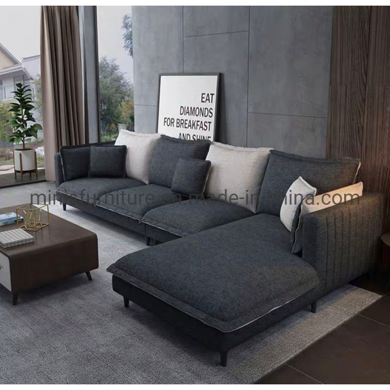 (MN-SF43) Factory Modern Grey Fabric Living Room L-Shaped Sofa
