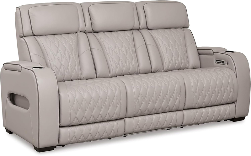 Leather Match Power Reclining Loveseat Modern Design