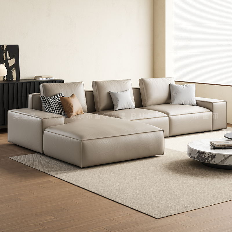 Simple Modern Living Room Function Luxury Large Apartment L-Shaped Corner Leather Sofa