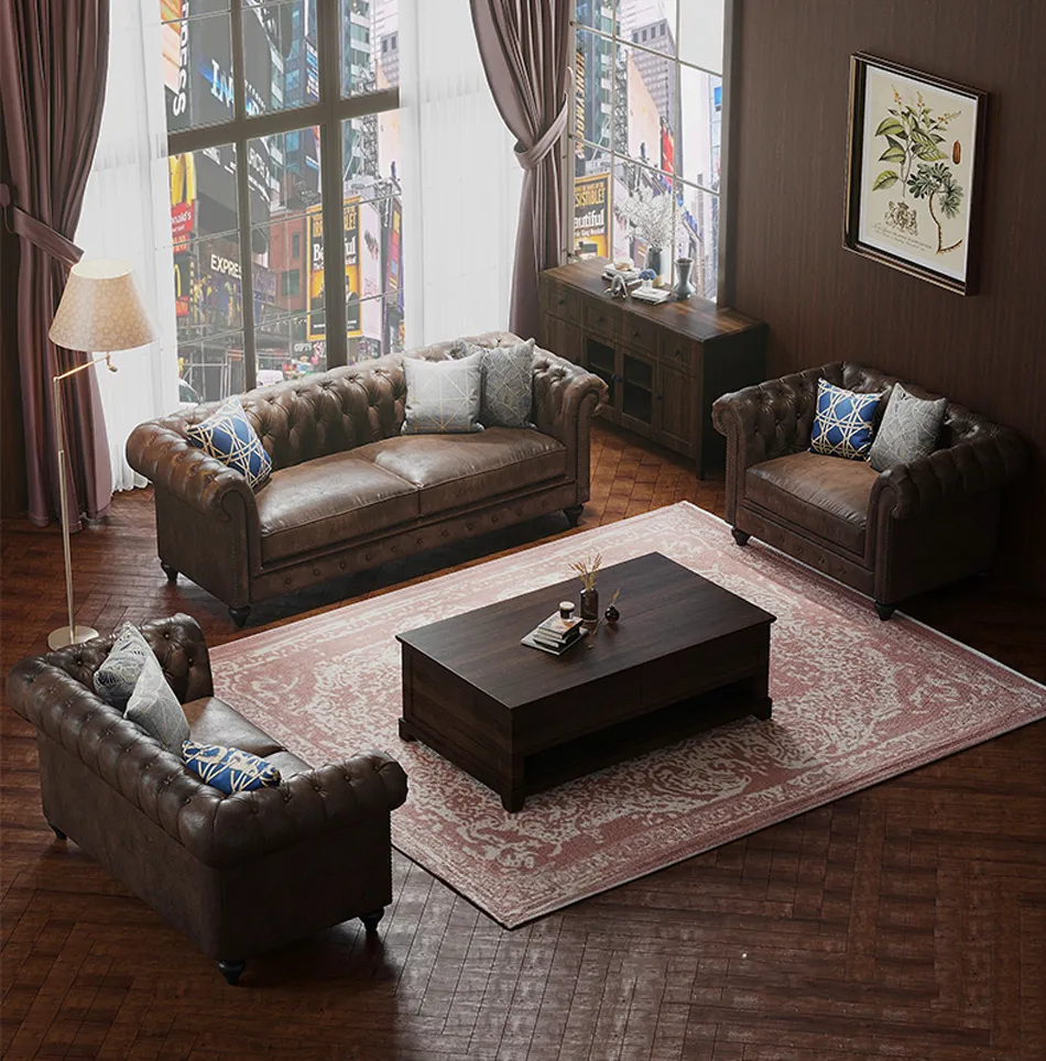 Modern Leather Chesterfield Sofa View 3