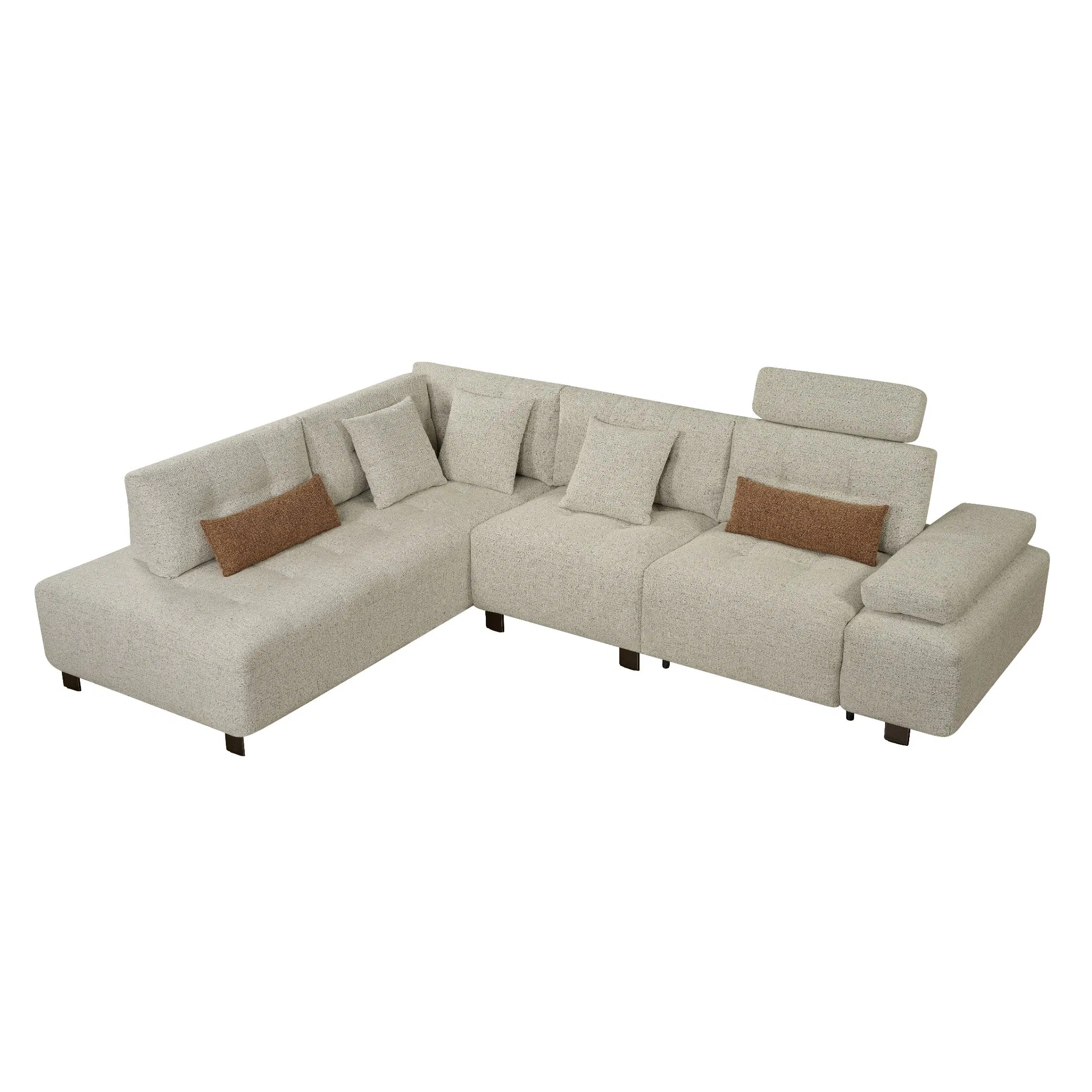 Wholesale Modern High Back Recliner Leisure Fabric L Shaped Corner Sectional Couch Sofa for Home Living Room Furniture