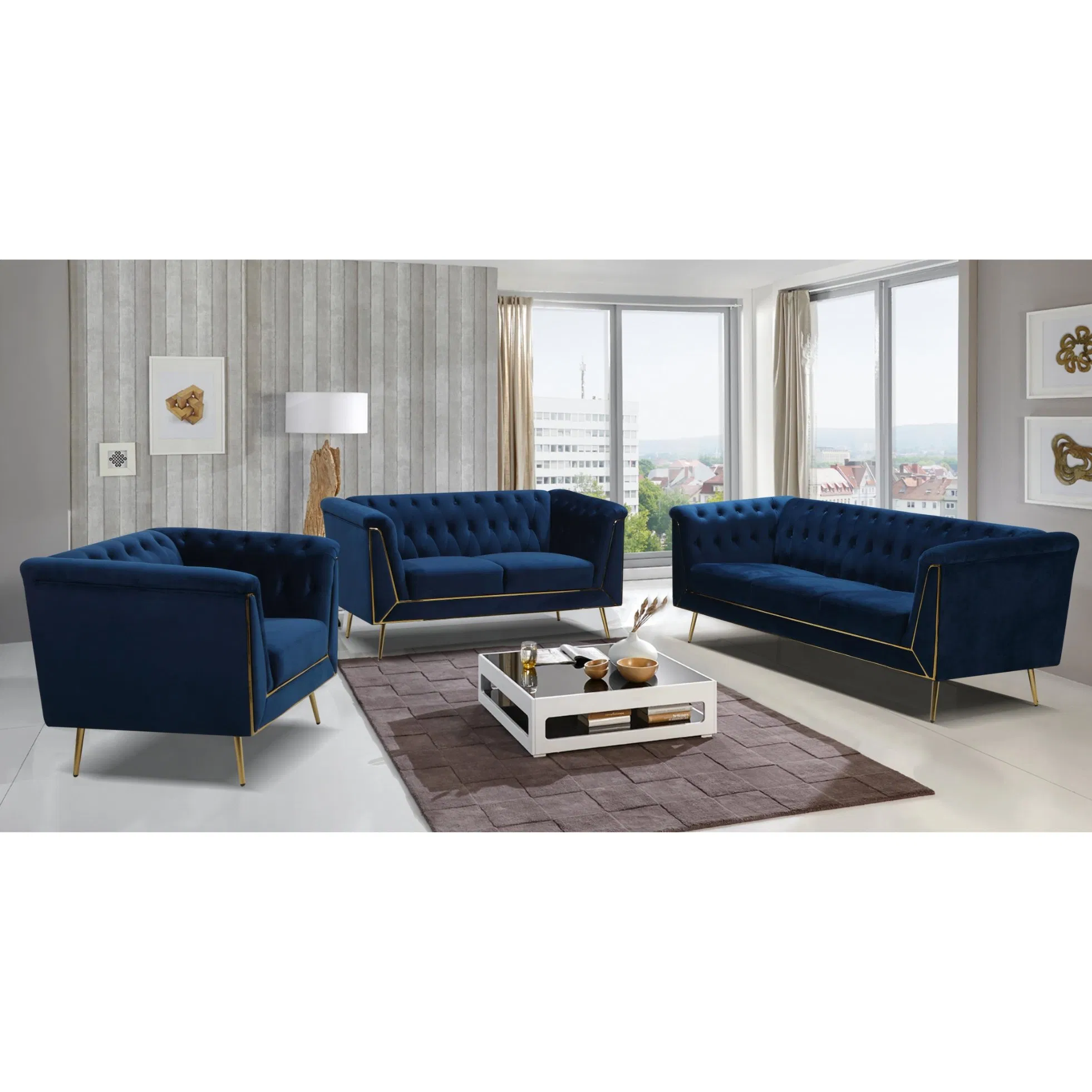 Modern Living Room Furniture Fabric Leather Section Modular Velvet Sofa Set