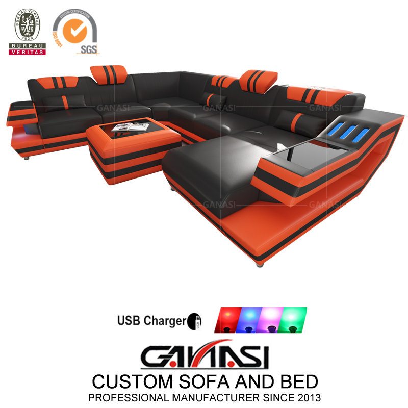 Modern Home U Shape Leisure Living Room Furniture Leather Sofa