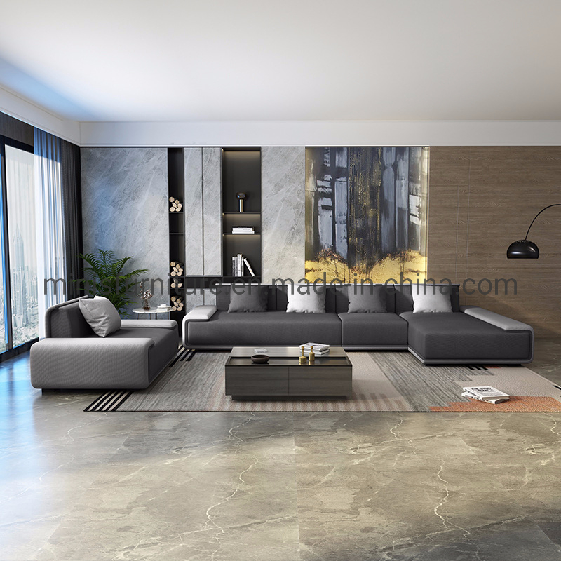 (MN-SF43) Factory Modern Grey Fabric Living Room L-Shaped Sofa