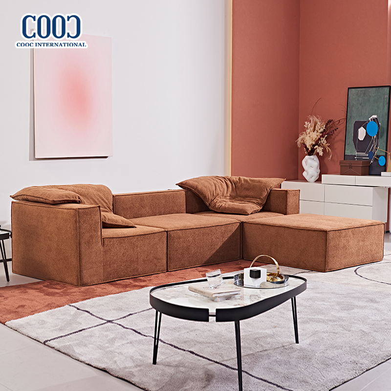 Wholesale Furniture Modern Lazy Sectional L Shaped Corner Modular Compressed Vacuum Foam Chaise Lounge Sofa for Living Room Hotel Apartment