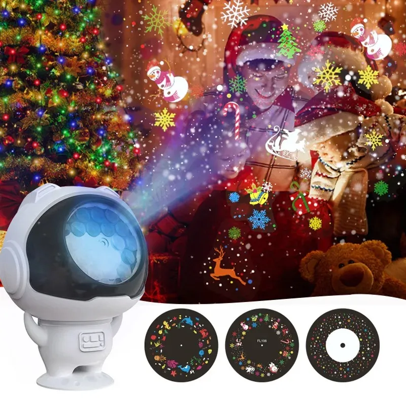Luz projetora LED a laser de Natal RGB, astronautas, floco de neve, bola mágica, projetor de água em ripples, decoração de iluminação interna