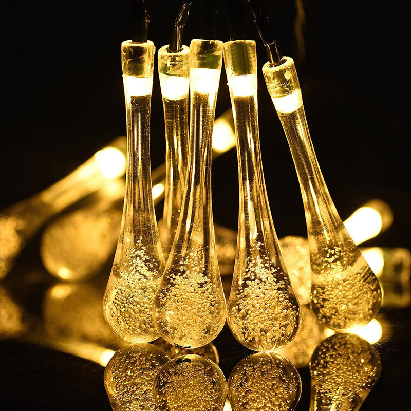 Luzes de Cordão em Forma de Gota de Água para Exterior à Prova d'Água para Jardins, Pátios, Quintais, Festas e Decoração de Feriados