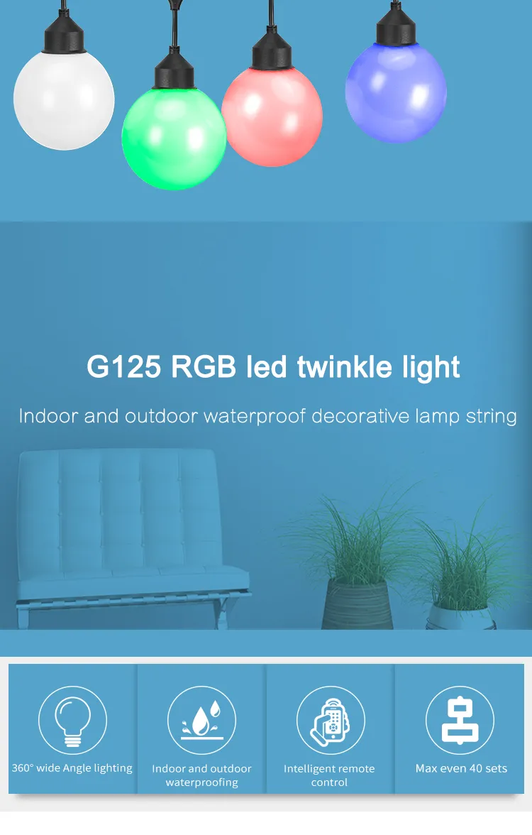 G125 Luzes de Natal LED em Corda à Prova d'Água Shatterpro Luzes LED Comerciais para Pendurar Luzes Externas