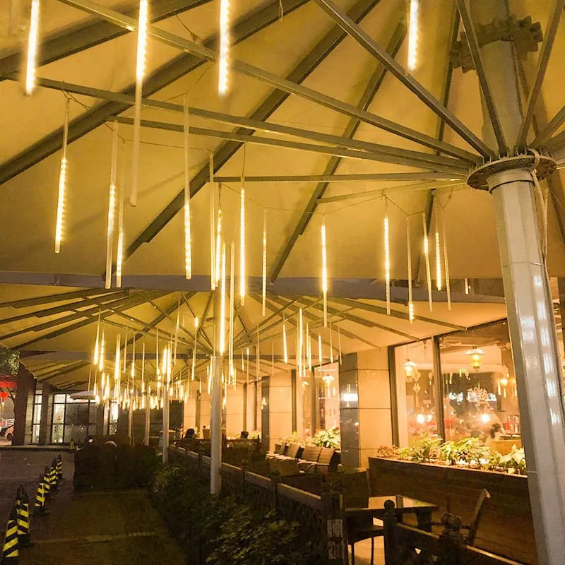 Conjunto de 10 Luz de Tubo de LED Azul Meteor Shower para Decoração de Jardim, Árvore e Feriados