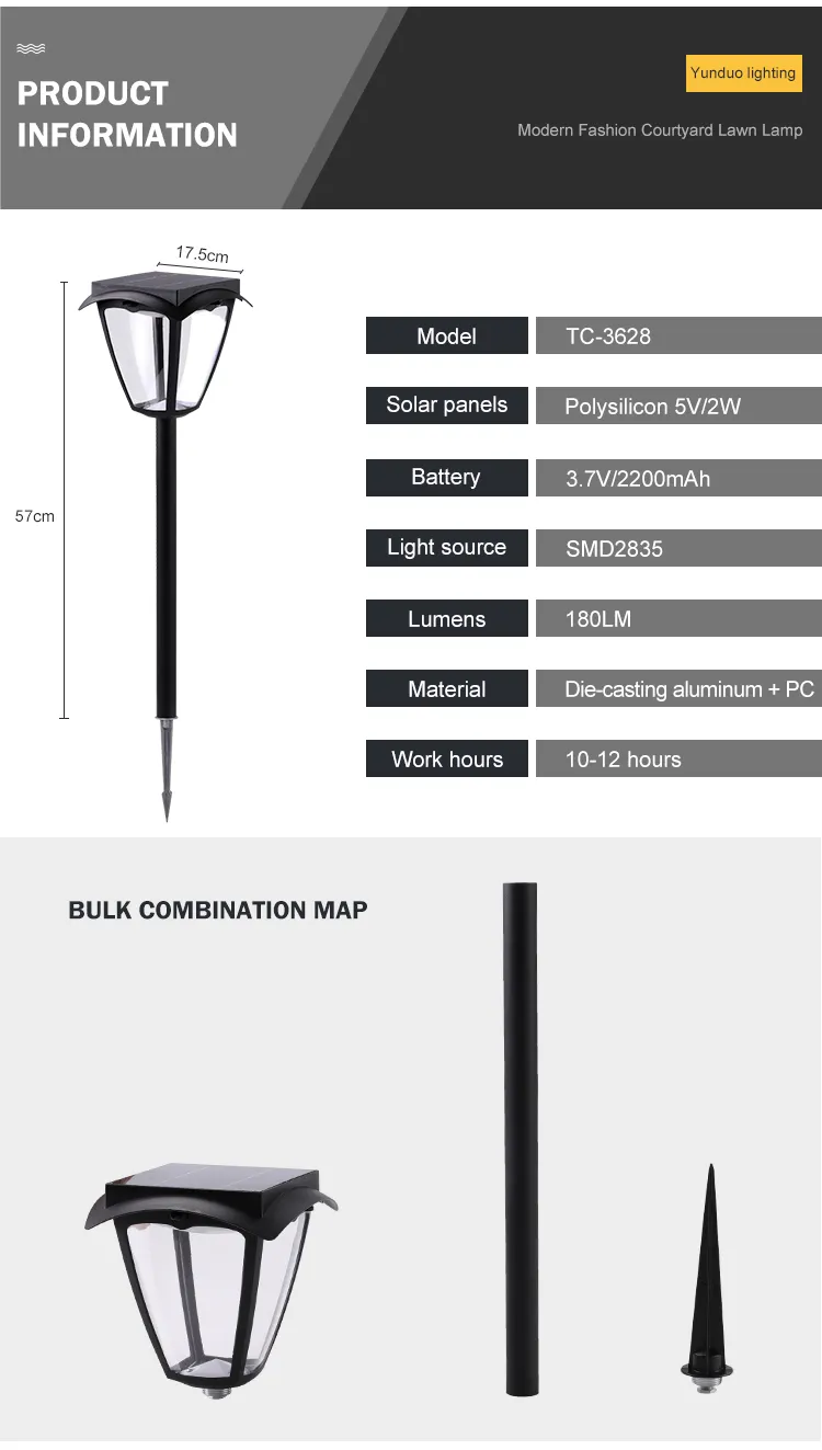 Lanterna de Jardim com Estaca Solar LED à Prova d'Água para Caminho Externo