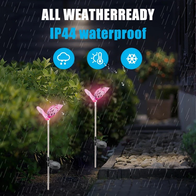 Luz de Jardim Solar Decorativa de Borboletas de Alta Qualidade com Fios de Cobre para Paisagismo Solar