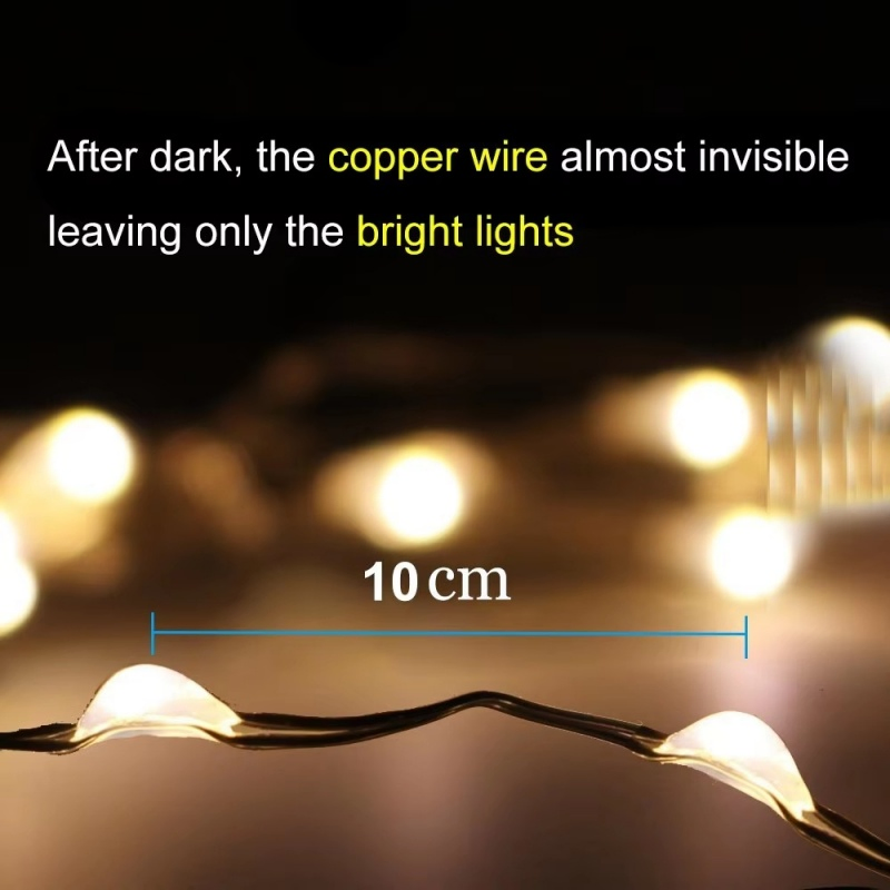 Iluminação de Natal em Cordão de Luzes LED Solar à Prova d'Água Quente Branca para Decoração de Fadas