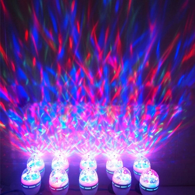 Luz de Palco LED RGB E27 Luz Laser para DJ KTV Disco Controle de Som Luzes de Festa Projetor de Natal Mini RGB 6W Bola Mágica de Cristal