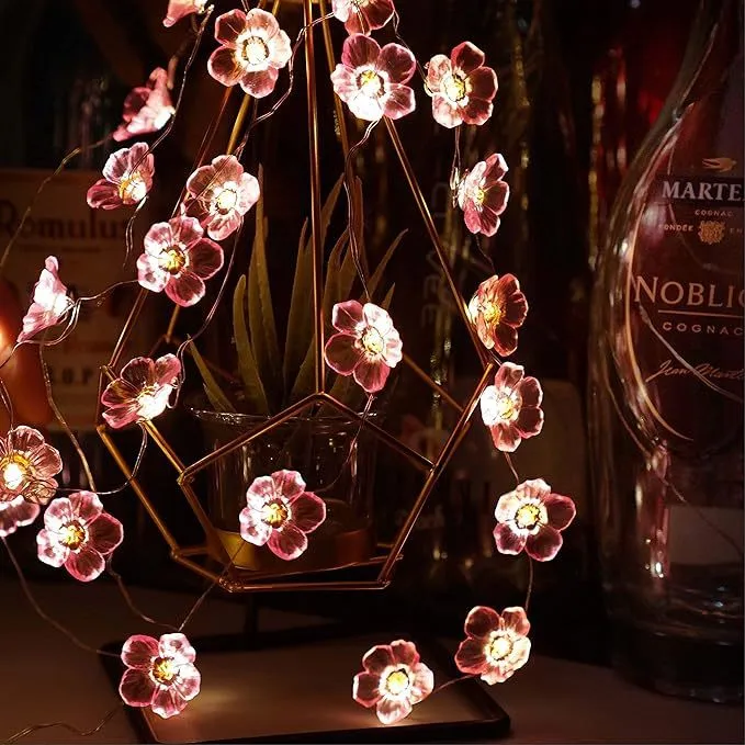 Guirlanda de flores de cerejeira com luzes de fada LED