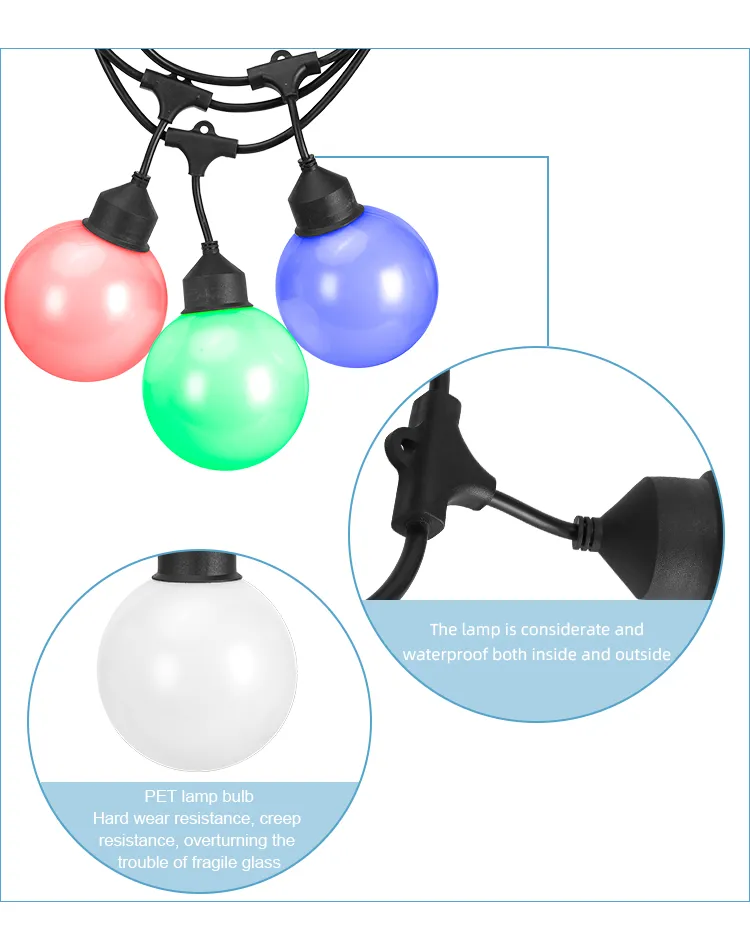 G125 Luzes de Natal LED em Corda à Prova d'Água Shatterpro Luzes LED Comerciais para Pendurar Luzes Externas