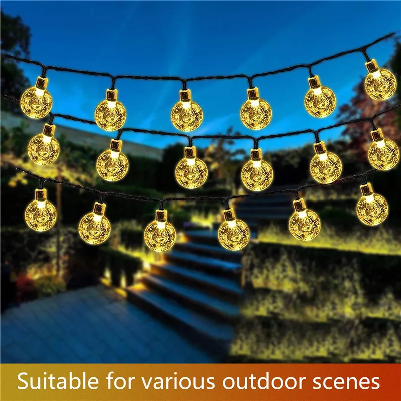 Fitas de Luzes LED Solares à Prova d'Água para Festa de Jardim ao Ar Livre Decoração de Natal com 3 Modos