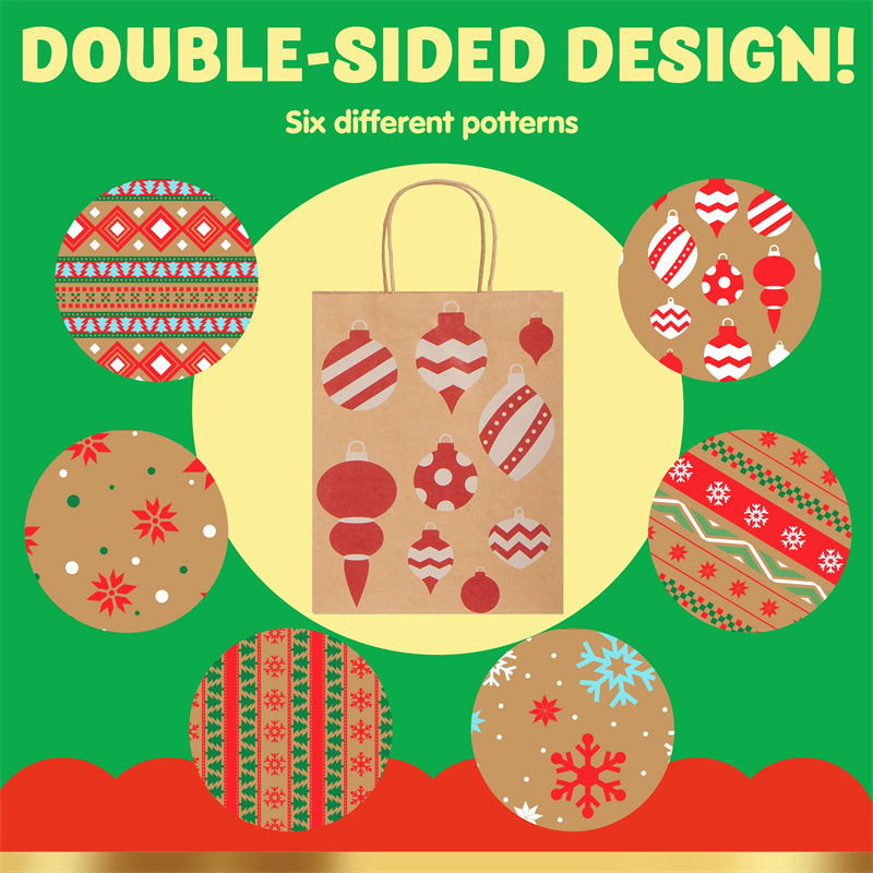 Bolsas de presente de papel de Natal feitas à mão coloridas com ornamentos de Papai Noel para decoração de varanda