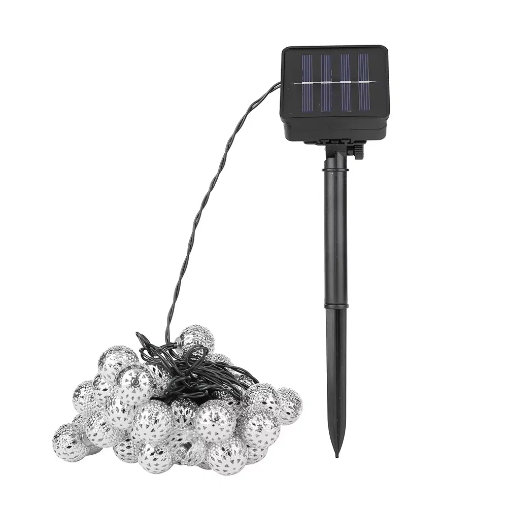 Luzes de Natal em forma de bola marroquina com LED, case de bateria, decoração romântica em ferro forjado