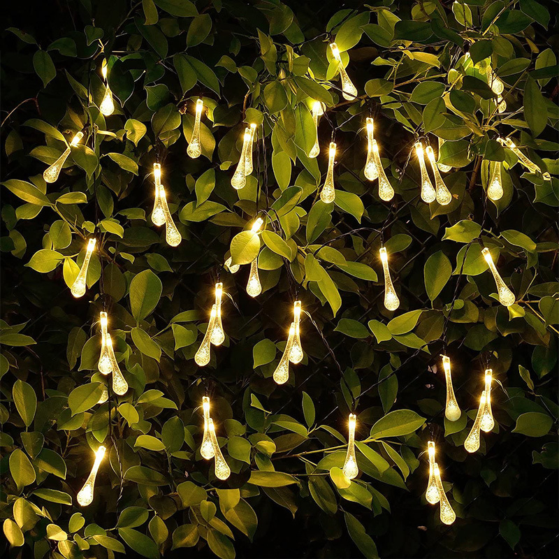 Luzes de Cordão em Forma de Gota de Água para Exterior à Prova d'Água para Jardins, Pátios, Quintais, Festas e Decoração de Feriados